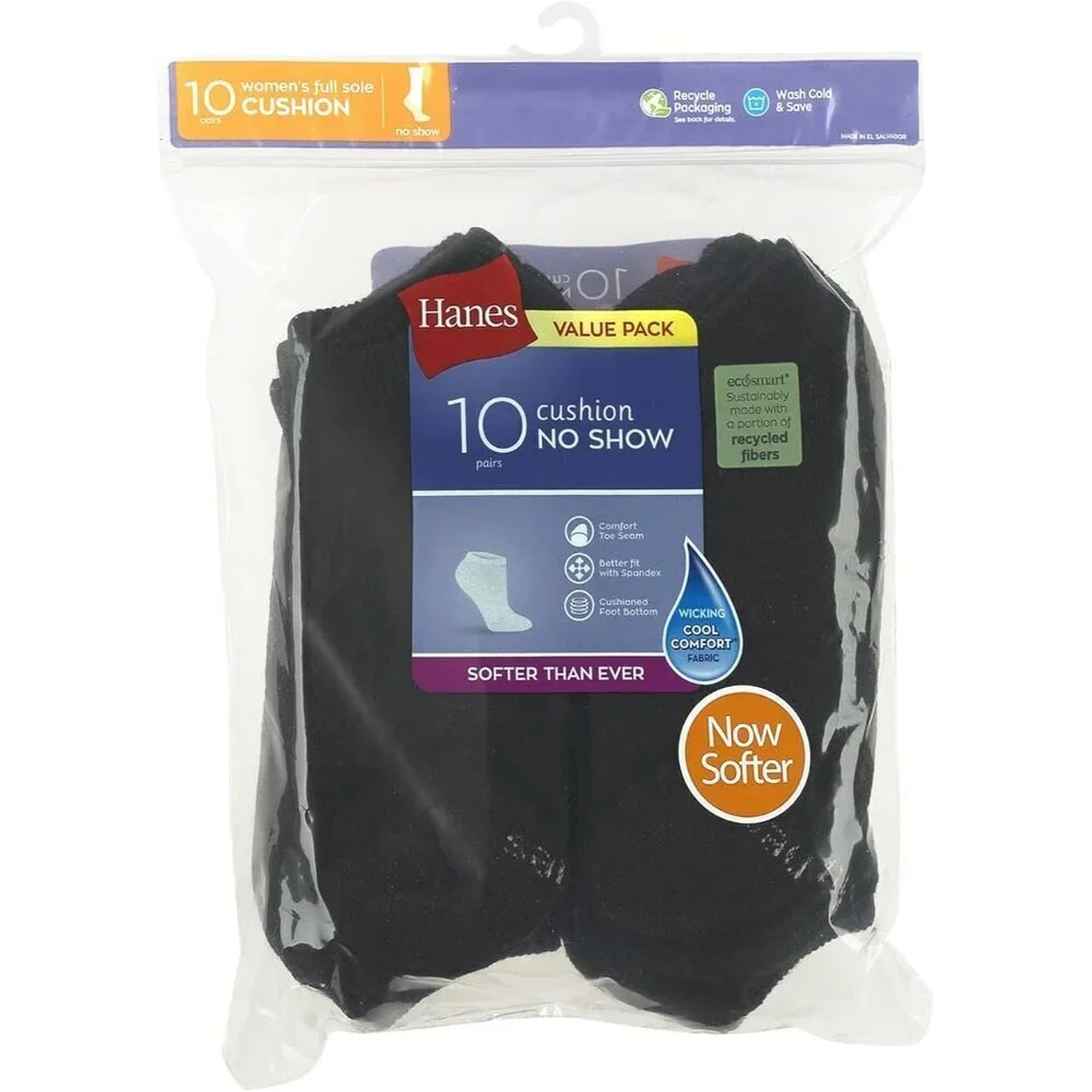 Women's Black 14-pack Cool Comfort No-show Moisture Knit Wicking Socks